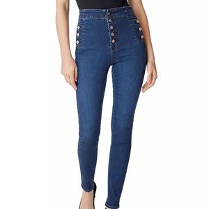 J Brand Natasha Sky High Skinny Jeans Paradiso Exposed Button Fly Dark Wash 27